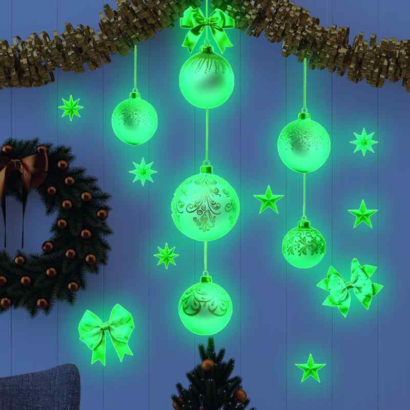 ウォールステッカー 夜光 クリスマス ベル 雪の結晶 サンタクロース 赤いトラック PVC素材 かわいい リビング 寝室 子供部屋 イベント パーティー 装飾