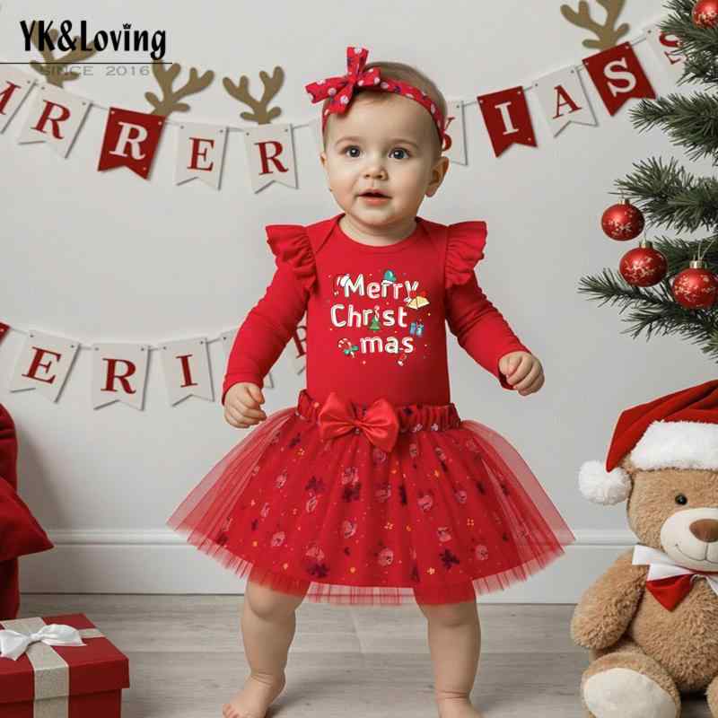 ベビー服 女の子 長袖 ロンパース カバーオール スカート ヘアアクセサリー 髪飾り 3点セット スリーピ..