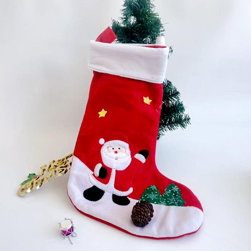 クリスマスソックス 雪だるま柄 かわいい キャラクター 飾り付け 吊り下げオーナメント クリスマスツリーデコレーション ギフトバッグ プレゼント入れ お菓子袋 小物収納 ポリエステル 赤