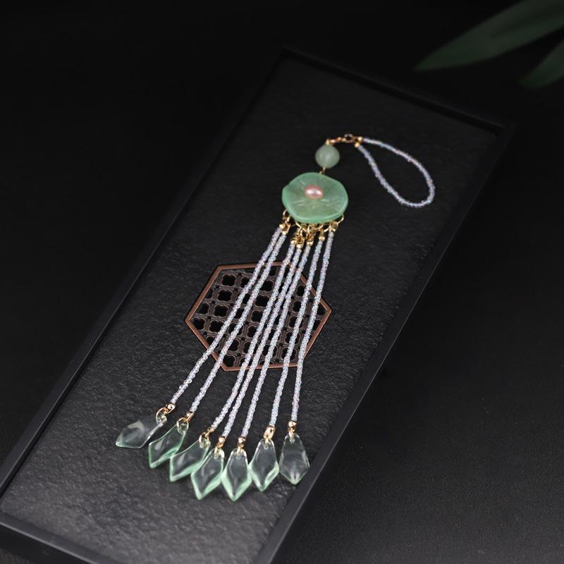 ブローチ 2WAY チャイナドレス 漢服 古風 和装 着物 浴衣 蓮 米粒ビーズ パール タッセル 中国結び 襟..