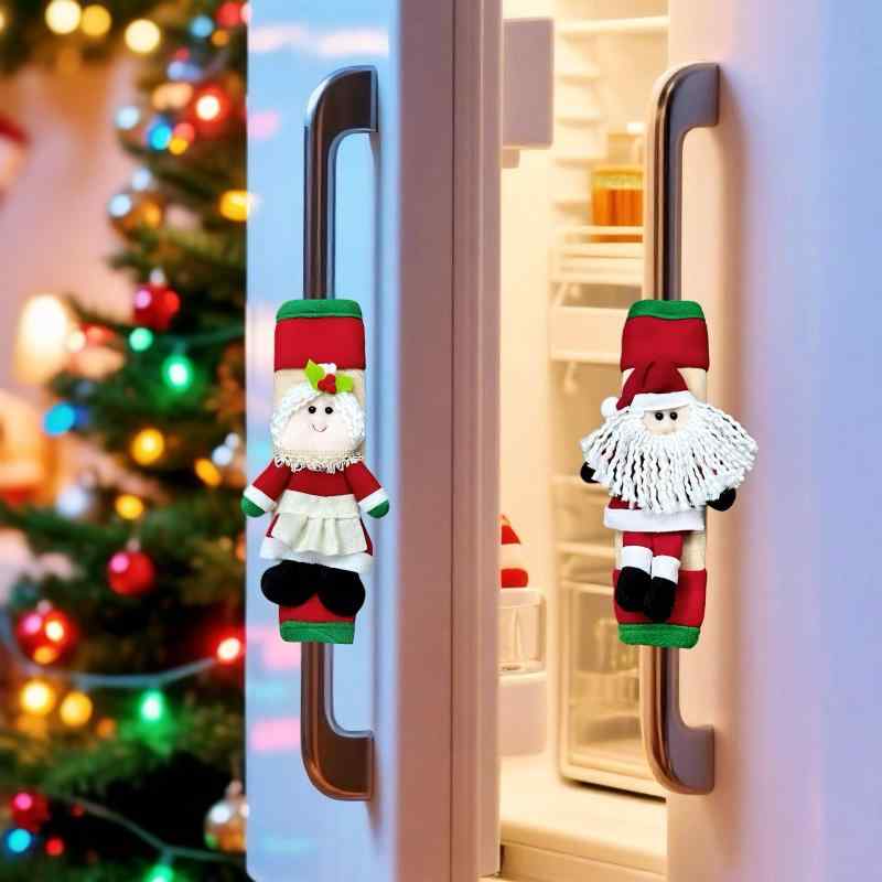冷蔵庫カバー クリスマス ハンドル用 布製 デコレーション 飾り付け プレゼント ギフト シーン演出