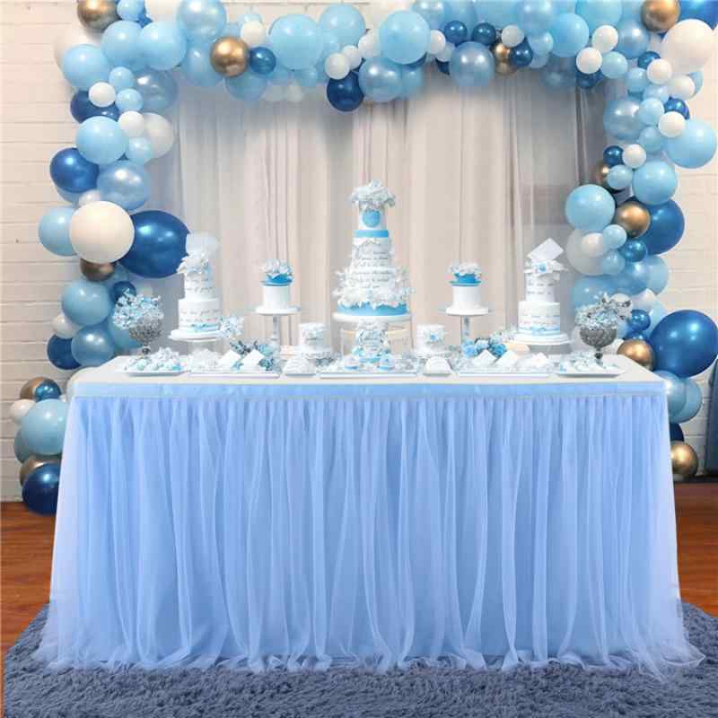 テーブルスカート チュール ナイロン シアー 金縁 ふんわり ウェディング 結婚式 クリスマス パーティー イベント ホテル装飾 デコレーション ディスプレイ