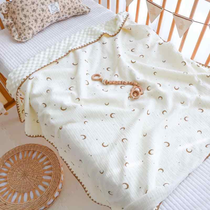 ブランケット ベビー 新生児 赤ちゃん 幼児 子供 凹凸加工 ポコポコ 肌触り ガーゼ クレープ生地 薄手 オールシーズン 春秋 幼稚園 お昼寝 寝具 かわいい アニマル柄 星柄 水玉模様