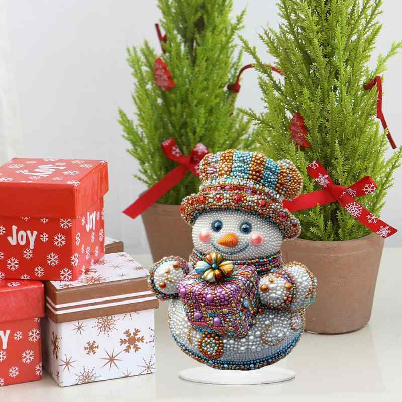 卓上飾り アクリル製 雪だるま スノーマン 励ましメッセージ クリスマス ギフト プレゼント プレート 置物 オブジェ ホームデコレーション インテリア雑貨(x2)(4)