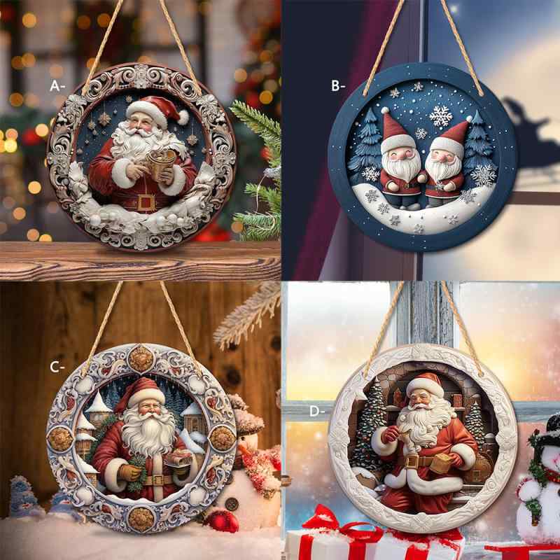 クリスマスオーナメント サンタクロース 長いひげ ガーデン パーティー ウェディング ドア 窓 壁 玄関 ポーチ 吊り下げ 装飾 デコレーション アクリル製(x2)