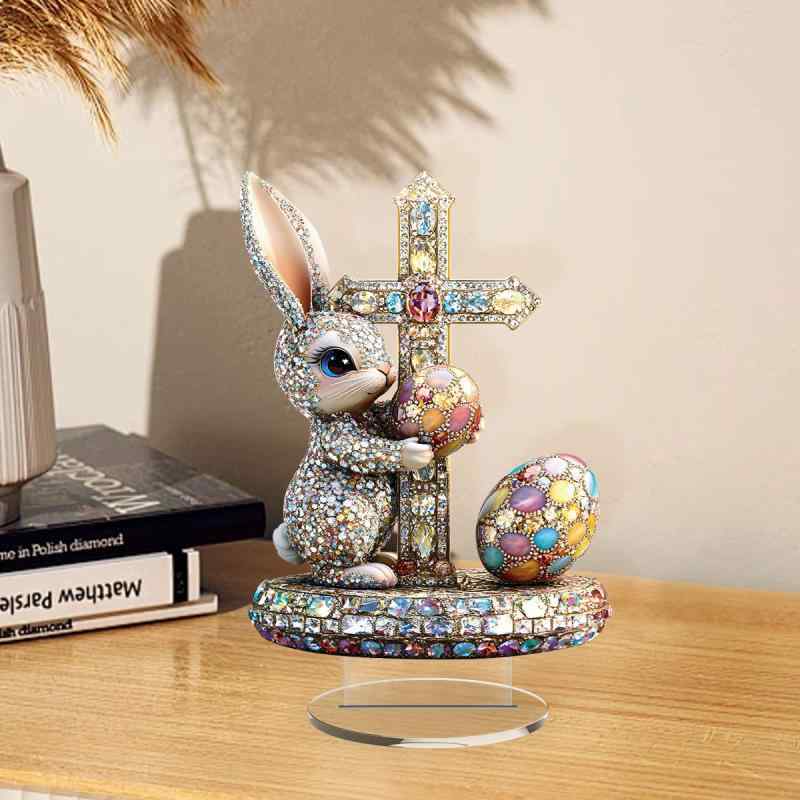 置物 2D平面印刷 十字架 ミニうさぎ 卓上 リビング オフィス アクリル製 アメリカン おしゃれ かわいい 季節の飾り イベント クリスマス ハロウィン 誕生日 パーティー インテリア 雑貨(x2)