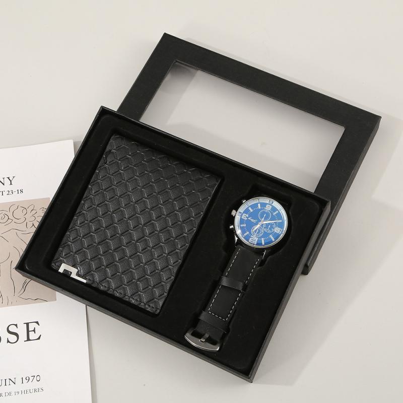 ギフトセット メンズ ビジネス ウォッチ 腕時計 クオーツ時計 財布 ウォレット プレゼント 贈り物 彼氏 父親 誕生日 クリスマス バレンタイン ブラック 黒 コーヒー色 おしゃれ 上品