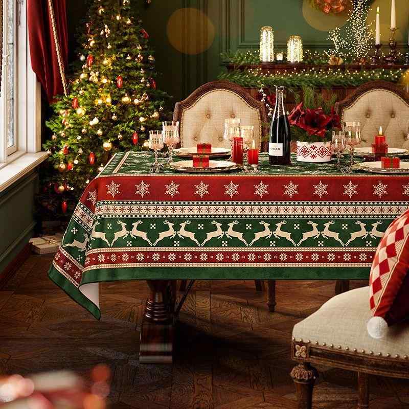 テーブルクロス 防水 クリスマス お正月 イベント ダイニング 食卓 高級感 華やか 長方形 ポリエステル 雪柄 星柄