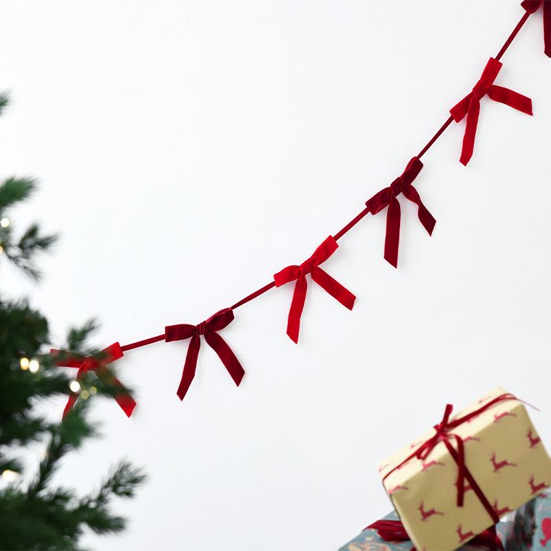 デコレーション クリスマス 誕生日 パーティー ベロア リボン バナー ガーランド 装飾 飾り オーナメント ファブリック製 モダン シンプル おしゃれ 複数カラー対応