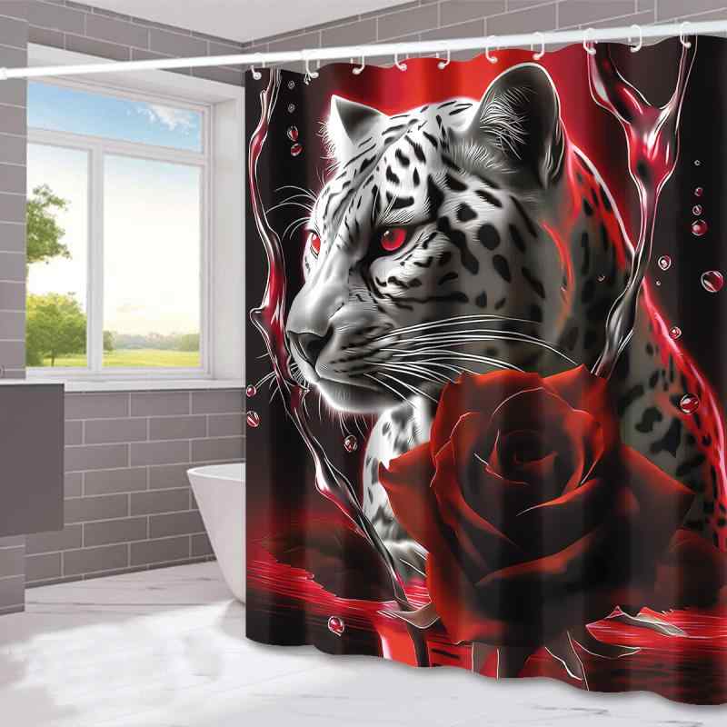 Shower Curtains - シャワーカーテン 防水 乾湿分離 浴室 バスルーム 間仕切り ヒョウ柄 アニマル柄 欧米風 モダン シンプル おしゃれなインテリア デジタルプリント ポリエステル製