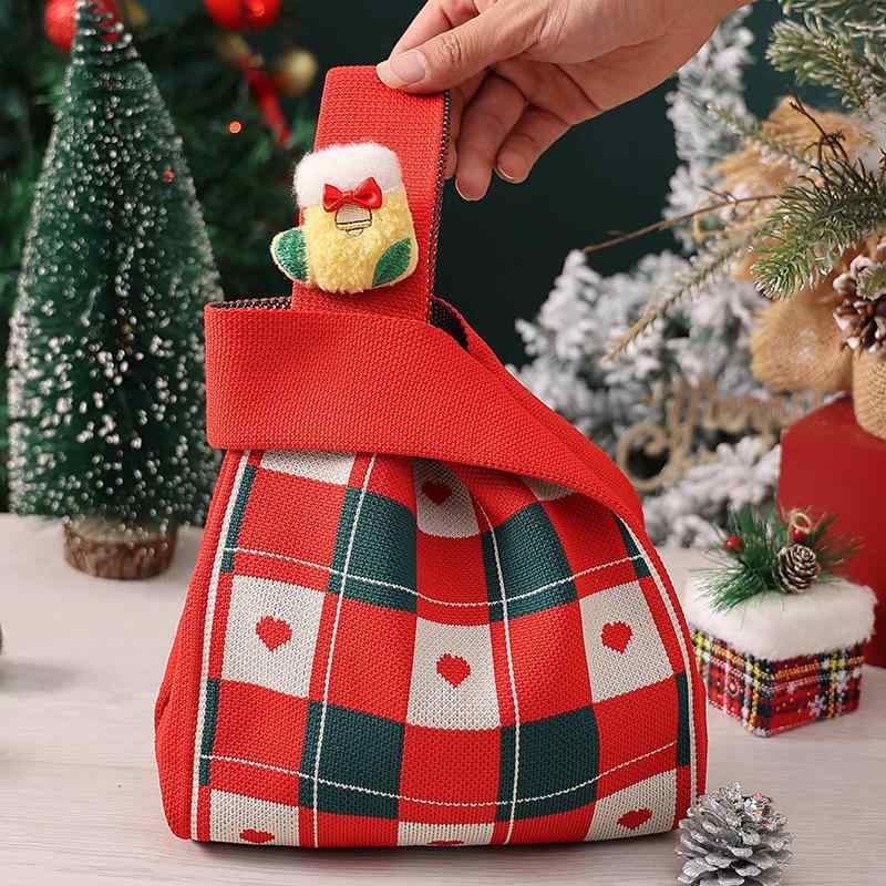 ギフトバッグ 子供用 クリスマス プレゼント用 ニット 手提げ 鞄 かわいい キャラクター 高級感 プチギフト お菓子入れ 小さめ 小物入れ