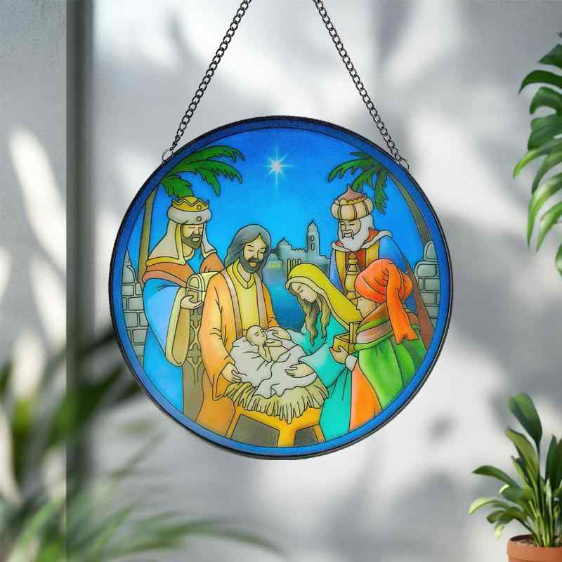 オーナメント ハロウィン クリスマス カラフル ガラス 手作り おしゃれ インテリア 窓辺 ドア飾り 吊り下げ モビール ステンドグラス風 きらめく(x2)