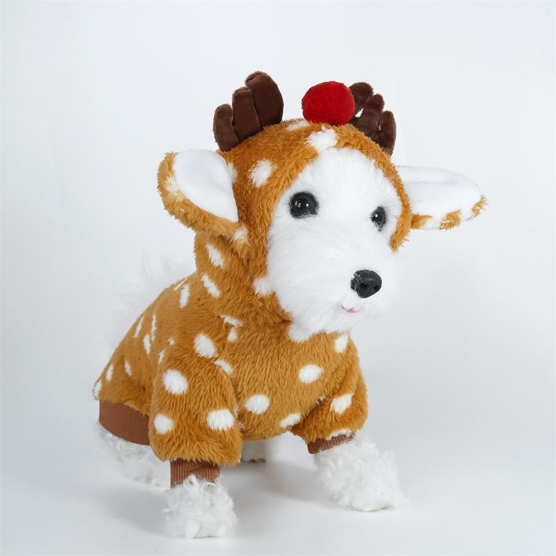 ペットウェア 犬猫用 クリスマス トナカイ コスチューム 秋冬 暖かい 裏ボア フランネル素材 中型犬用 ..