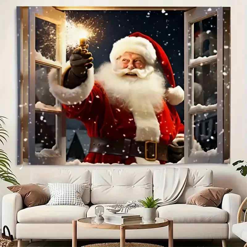タペストリー クリスマス サンタクロース柄 北欧風 壁掛け リビング 寝室 子供部屋 背景布 インテリア 装飾 ウォールデコ 手洗い可能 ポリエステル
