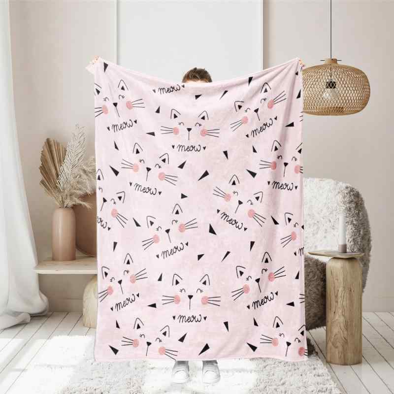 ブランケット レディース 猫柄 ふわふわ 肌に優しい 保温 ポリエステル 北欧風 デジタルプリント 淡色 かわいい ソファカバー ひざ掛け 肩掛け ショール 毛布