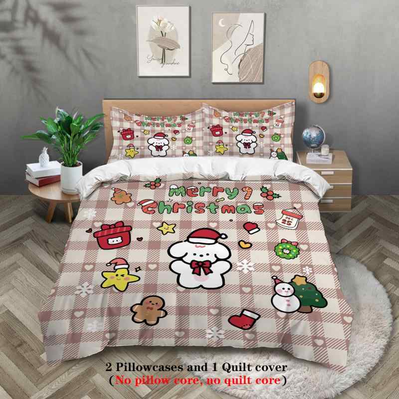布団カバーセット クリスマス デジタルプリント ピーチスキン加工 ツイル織り ポリエステル製 快適 肌..