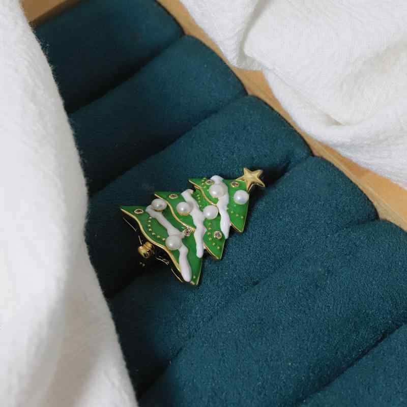 Other - ブローチ ユニセックス クリスマスツリー パール エナメル 電気メッキ加工 2WAY シンプル 通勤スタイル DIY用空枠パーツ プレゼント ピン