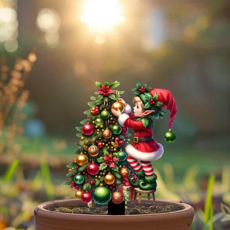 オーナメント クリスマス エルフ 精霊 アクリル製 室内外用 防水 耐摩耗 ガーデン 庭 飾り デコレーション 置物(x2)(4)