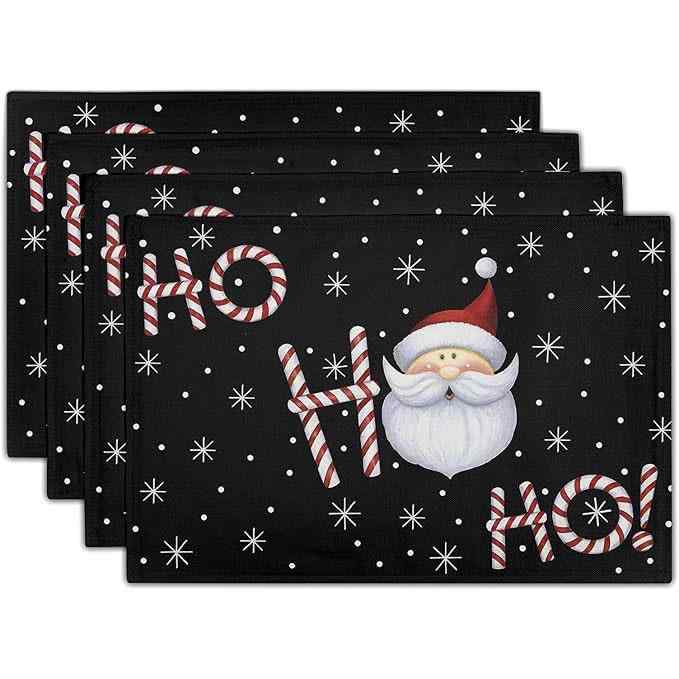 ランチョンマット クリスマス 耐熱 断熱 テーブルマット 食卓用 亜麻 ポリエステル製 クリスマスデザイン パーティー おしゃれ(x4)