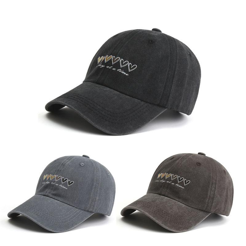 キャップ 大人 UVカット 日焼け防止 通気性 ウォッシュ加工 プリント コットン ベースボールキャップ アウトドア レジャー 長いつば 春夏 ファッション ベーシックカラー