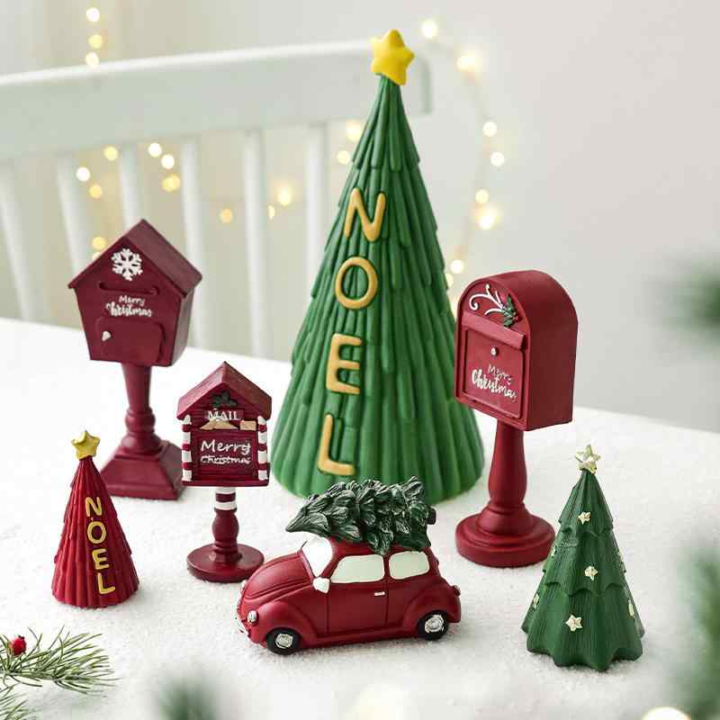 クリスマス オーナメント ミニ 卓上 樹脂製 ヨーロピアン おしゃれ かわいい 雪の家 ポスト クリスマスツリー 置物 デコレーション
