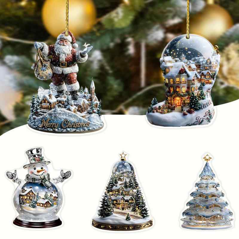 キーホルダー サンタクロース アクリル製 軽量 クリスマス 車内装飾 バッグチャーム レトロ ホリデーオーナメント 車載アクセサリー リュックサック ペンダント