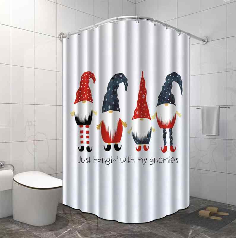 シャワーカーテン 防水 クリスマス 小人柄 ポリエステル製 バスルーム お風呂 目隠し 間仕切り ユニッ..