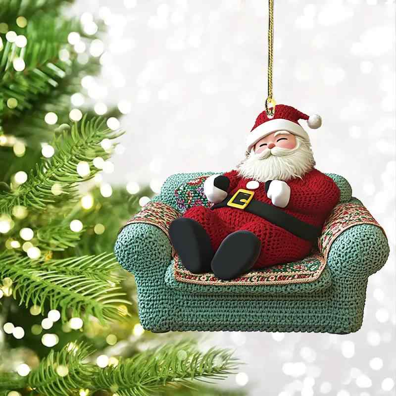 キーホルダー アクリル製 軽量 サンタクロース 車載用 車内装飾 バッグチャーム かわいい おしゃれ ユニーク クリスマス 冬 ギフト オーナメント(x2)