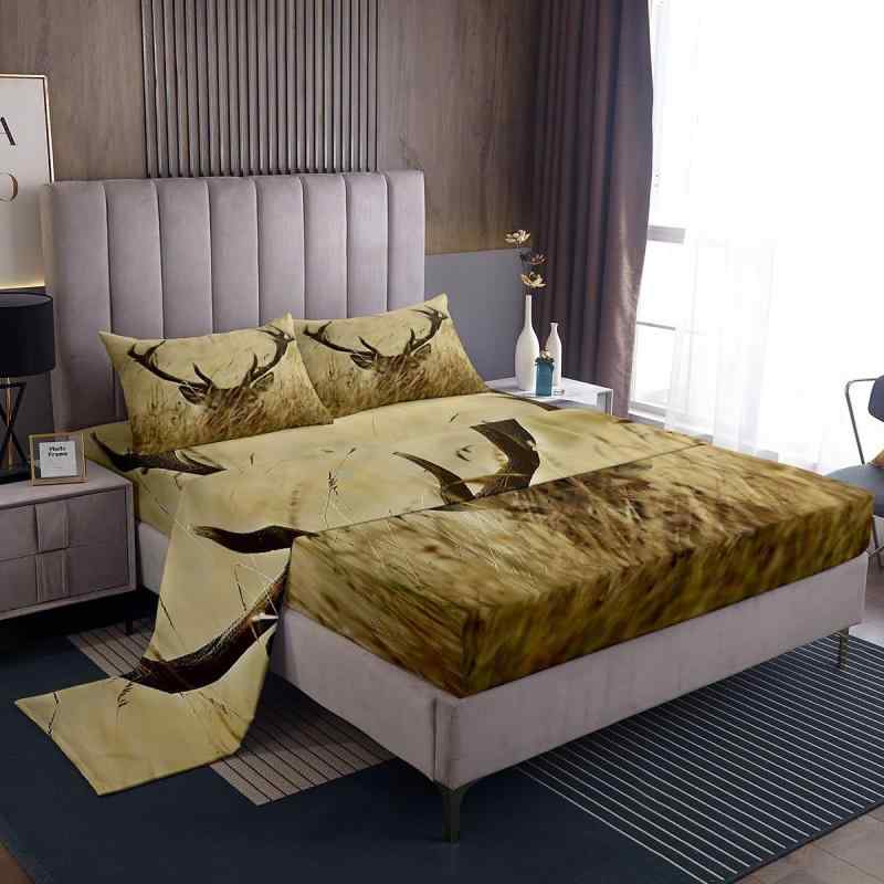 ボックスシーツ 寝具カバー 4点セット 磨毛加工 あったか フランネル素材 ポリエステル クリスマス 鹿 ..