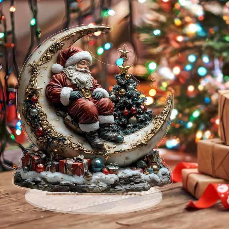 置物 クリスマス サンタクロース 月 アクリルプレート 卓上 ポジティブメッセージ 励まし インテリア飾..