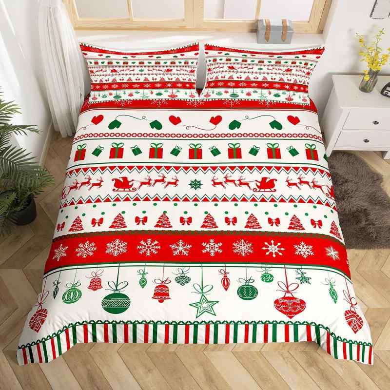 掛け布団カバー キッズ ジュニア クリスマス トナカイ 鹿柄 デジタルプリント 合成繊維 3点セット 寝具..