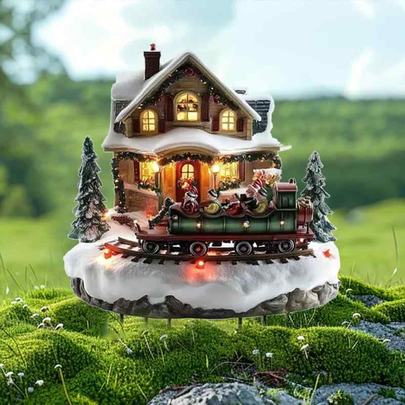 クリスマス オーナメント アクリル製 サンタクロース 列車 もみの木 モチーフ 地中挿し 吊り下げ ガーデンピック 鉢植え飾り かわいい カートゥーン 庭 玄関 室内 屋外 おしゃれ