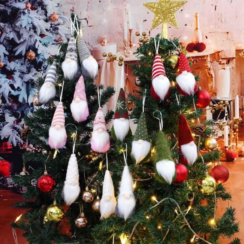 クリスマス オーナメント ノーム ドワーフ 顔なし人形 ミニ 吊り下げ クリスマスツリー デコレーション ハンドメイド 北欧風 カントリー風 かわいい おしゃれ レッド ホワイト グレー