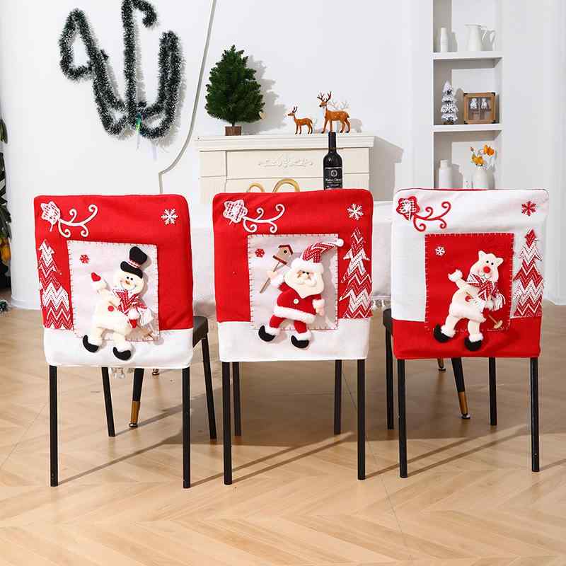 椅子カバー 立体 踊る サンタクロース 雪だるま トナカイ クリスマス かわいい キャラクターデザイン ダイニングチェアカバー 布製 おしゃれ パーティー イベント装飾 欧風 インテリア