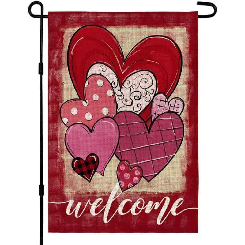 フラッグ ガーデン 庭園 屋外 玄関 ベランダ パティオ ウェルカム バレンタインデー クリスマス 冬 季..