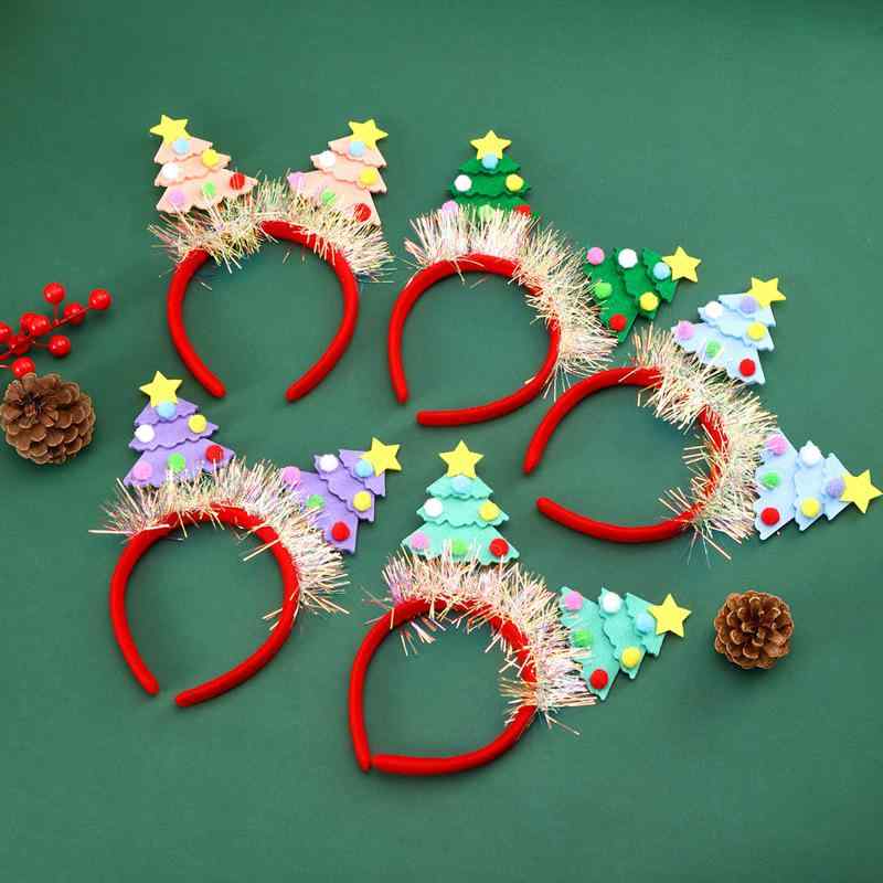 Ceremonial Functions - カチューシャ 大人 子供 キッズ レディース クリスマスツリー型 スパンコール キラキラ ヘアバンド クリスマスパーティー イベント 発表会 布製 かわいい 韓国風 アメリカン グリーン ピンク パープル ブルー ミントグリーン