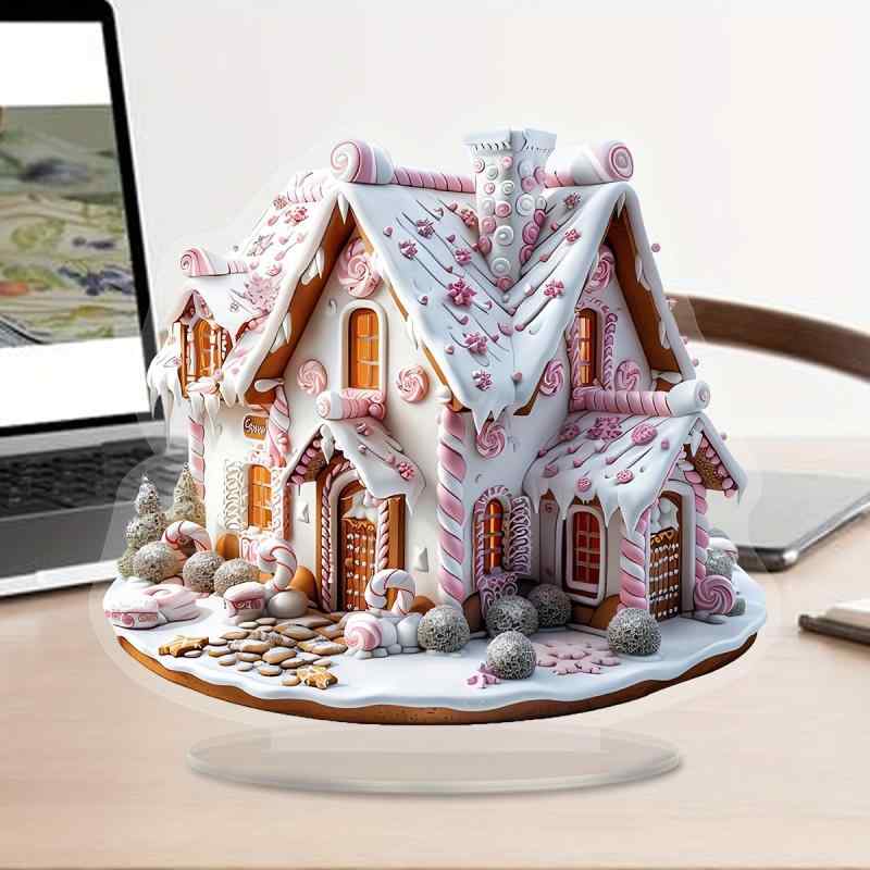 置物 クリスマス 雪の家 スノーハウス アクリル製 卓上 メッセージプレート 励まし 癒し デスクトップ ..