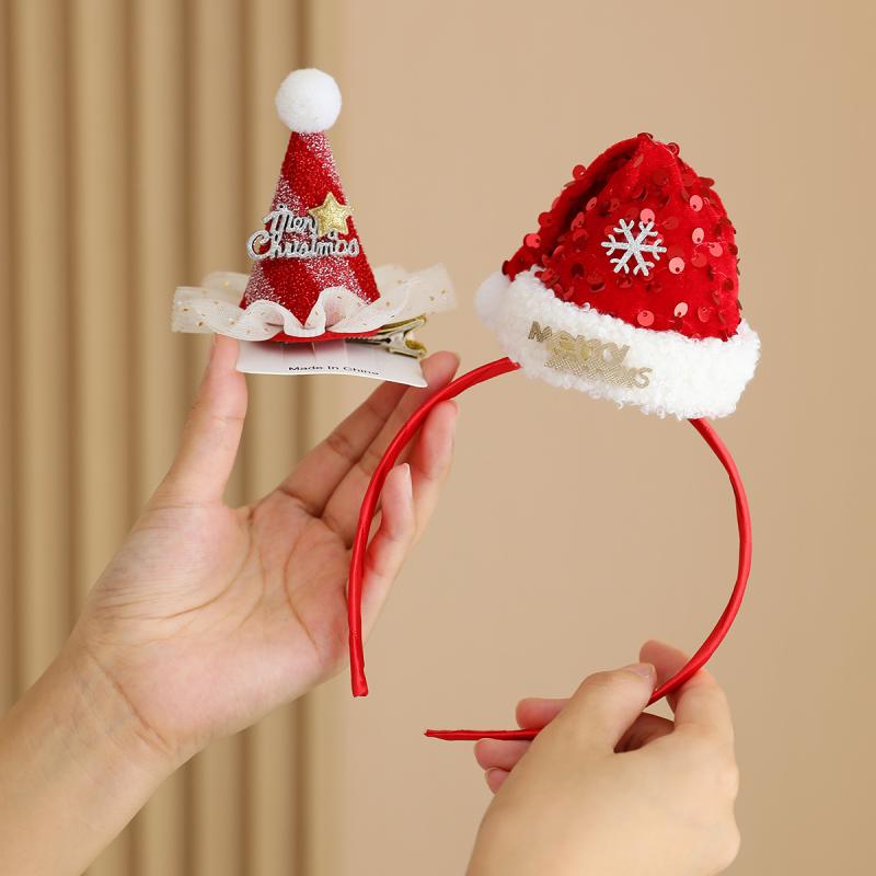 Ceremony, Events Services - ヘアアクセサリー キッズ 女の子 クリスマス向け かわいい 2点セット ヘアクリップ カチューシャ 軽量 プラスチック製 パーティー イベント プレゼント ギフト