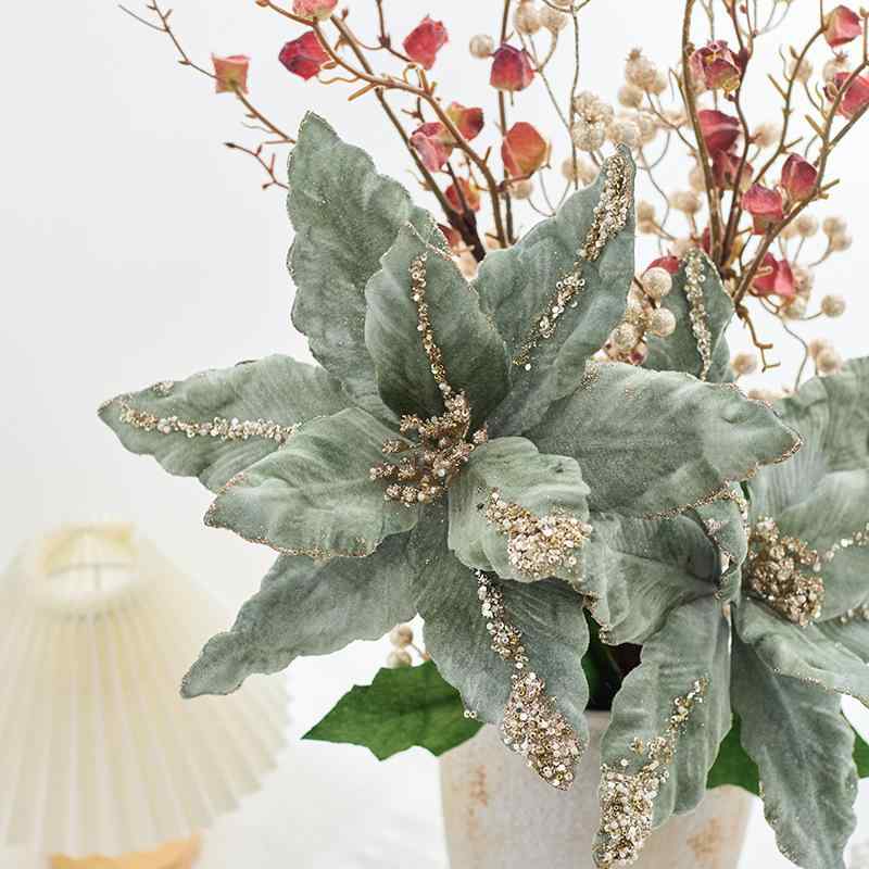 造花 クリスマス 高級感 布製 ビッグサイズ フェイクフラワー クリスマスツリー 装飾 オーナメント デ..