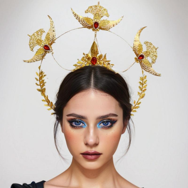 カチューシャ 欧米風 ロリータ ハンドメイド 太陽モチーフ クラウン 王冠 電気メッキ加工 ゴージャス ..