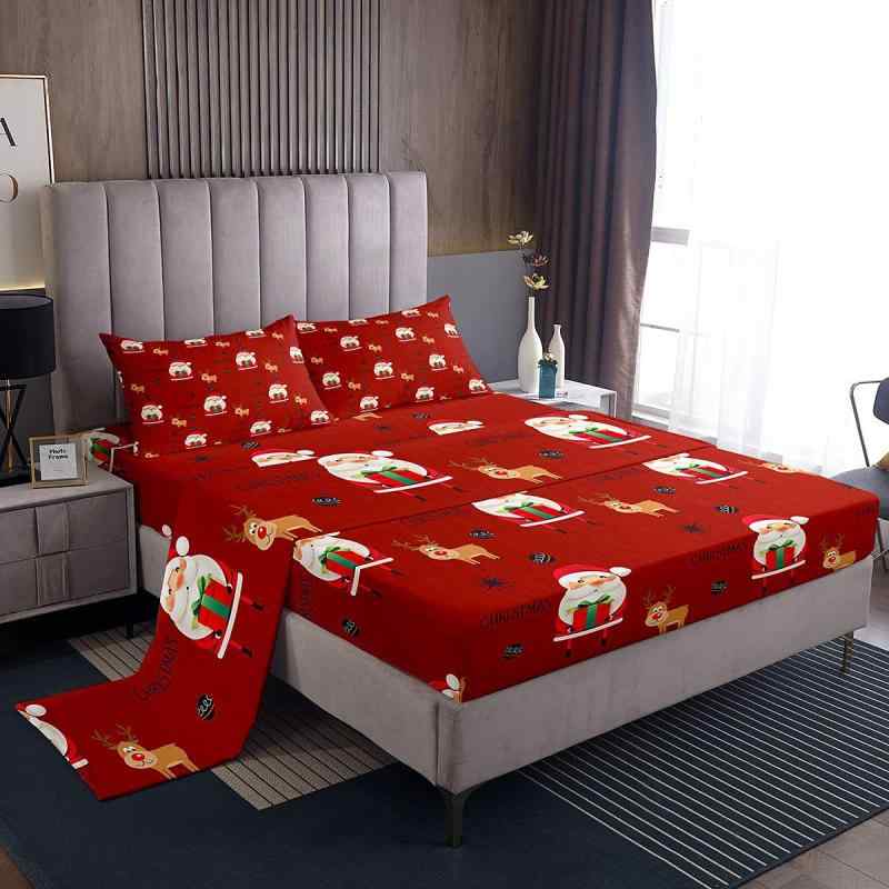 ボックスシーツ マイクロファイバー あったか デジタルプリント クリスマス 冬テーマ カートゥーン柄 ..