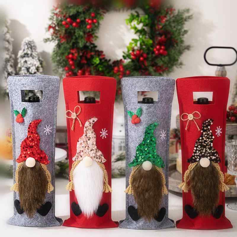 ワインボトルカバー クリスマス ルドルフ ドワーフ ボトル用 パーティー イベント 装飾 飾り付け 巾着袋 布製 かわいい おしゃれ ギフト プレゼント SNS映え