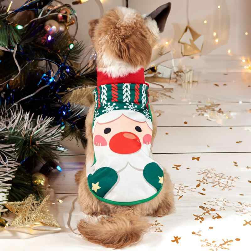 ドッグウェア 犬用 かわいい 面ファスナー 着脱簡単 ポリエステル コート クリスマス サンタコスプレ ..