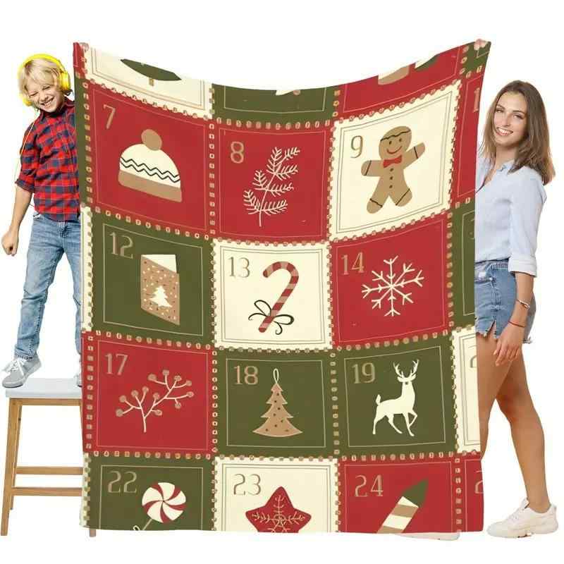 ブランケット オフィス用 ひざ掛け オールシーズン対応 肌触り快適 フワフワ 暖かい クリスマス プリント柄 フランネル ポリエステル ベッド ソファ用