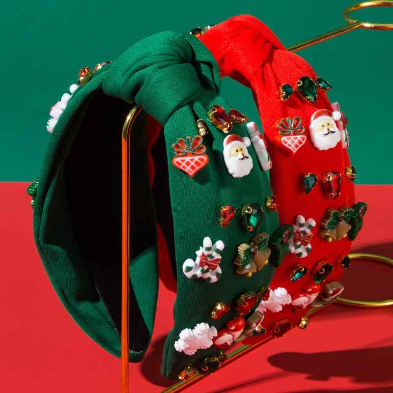 楽天セキュアデポカチューシャ レディース 女性用 クリスマス ラインストーン装飾 布製 結び目 樹脂パーツ 凝ったデザイン 雪の結晶 クリスマスベル サンタクロース パーティー ヘアアクセサリー レッド グリーン