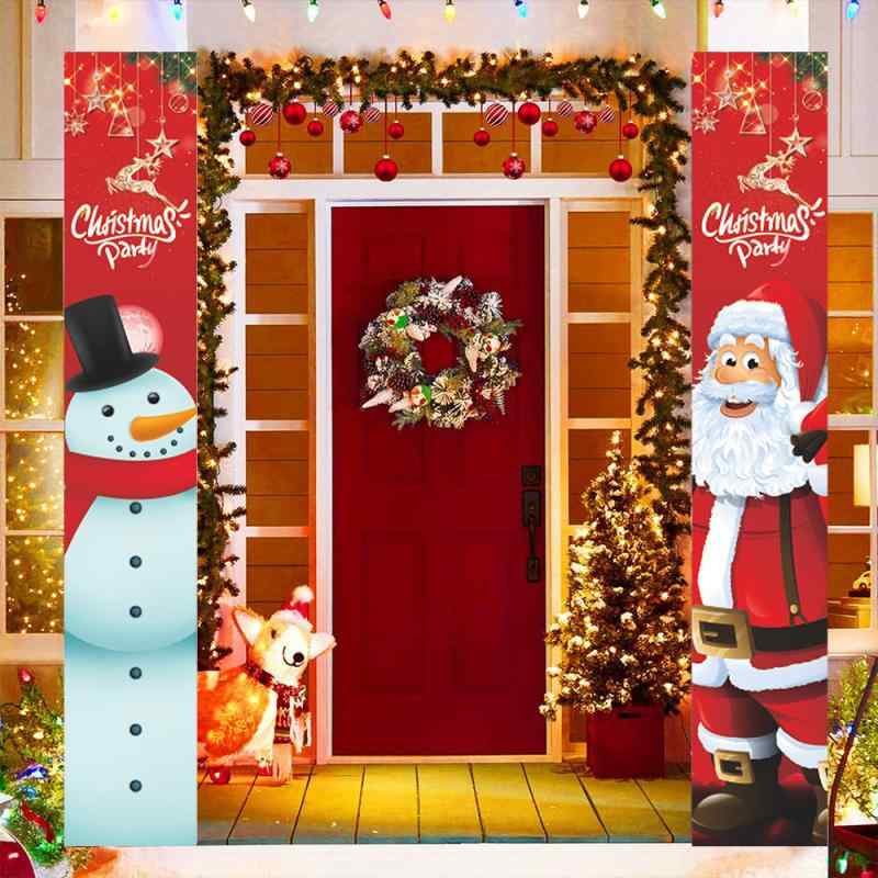 クリスマス飾り ドア飾り 玄関幕 パーティー装飾 バナー 背景布 PE製 イベントデコレーション お祝い 店舗ディスプレイ