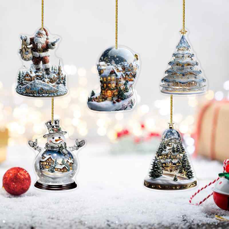 キーホルダー アクリル素材 かわいい おしゃれ クリスマス サンタ スノーマン バッグチャーム 車用 バックミラー オーナメント プレゼント 小物(x2)