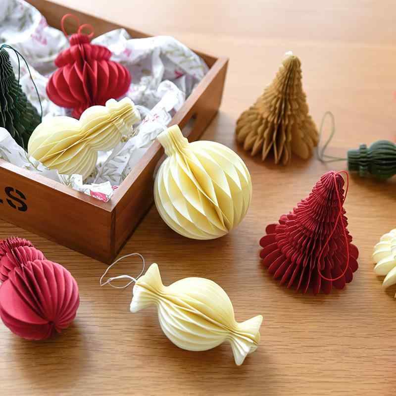 クリスマスオーナメント 軽量 ペーパー 折り紙 ハニカムボール 欧風 クリスマスツリー 雪だるま クリスマスボール 飾り付け デコレーション かわいい おしゃれ