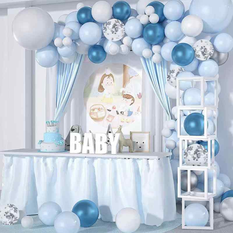 風船 誕生日 結婚式 クリスマス 記念日 イベント 祝日 パーティー デコレーション ラテックス製 ホワイト ブルー メタリックカラー マカロン調 オーシャン バルーンガーランド セット 豪華 122個