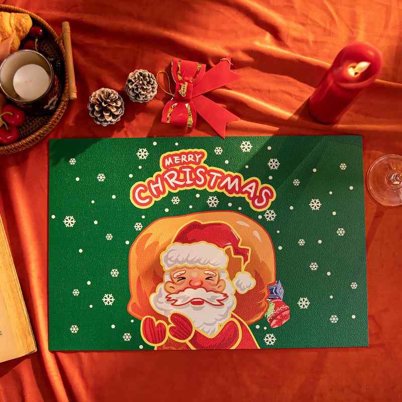 ランチョンマット クリスマス レザー PVC 断熱 カット可能 耐油 滑り止め 耐摩耗 傷防止 防水 拭ける ダイニングテーブル 食卓 テーブルマット プレイスマット おしゃれ かわいい クリスマスツリー柄 雪の結晶柄 アメリカン